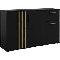 Masseno Kommode TECTONIC 119,8 cm Sideboard mit 1 Schubladen und 3 Türen für Wohnzimmer Schlafzimmer Modern 119,8x35x72,7 cm Schwarz