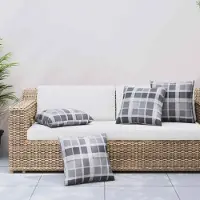 vidaXL Möbel Kissen für draußen Kariert 4 pcs Grau kariert 50 x 50 cm StoffGartenmöbelauflagen - Gartenmöbelauflagen c6333