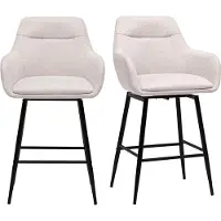 Miliboo - Drehbare Barhocker 360° aus Stoff in Samtoptik beige und Metall H66 cm (2er-Set) ALESS