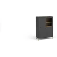 Masseno Kommode ZELOS 96,9 cm Sideboard mit 3 Türen für Wohnzimmer Schlafzimmer Modern 96,9x40x138,8 cm Schwarz