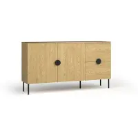 Masseno Kommode AXIS 159,9 cm Sideboard mit 2 Schubladen und 2 Türen für Wohnzimmer Schlafzimmer Modern 159,9x40x87,6 cm Eichefarben