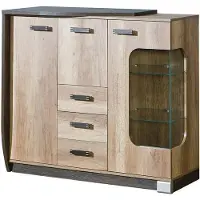 Masseno Kommode PALMERO 130 cm Sideboard mit 3 Schubladen und 3 Türen für Wohnzimmer Schlafzimmer Modern 130x46x114 cm Braun / Eichefarben