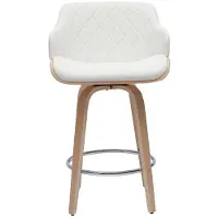 Miliboo - Barhocker Design Drehbar 360° Weiß und Hellholz H65 cm LUCIEN