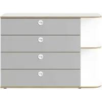 Masseno Kommode AMARIS 116 cm Sideboard mit 4 Schubladen für Wohnzimmer Schlafzimmer Modern 116x42x81,7 cm Grau / Weiß