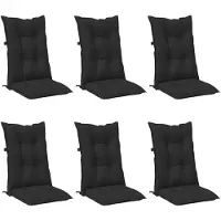 vidaXL Set Hochlehner-Stuhlkissen 6 pcs Melange Schwarz