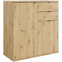 Masseno Kommode METRIX 120 cm Sideboard mit 2 Schubladen und 3 Türen für Wohnzimmer Schlafzimmer Modern 120x35x82,5 cm Eiche Artisan