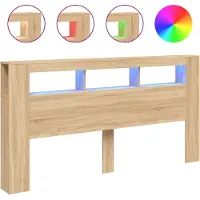 vidaXL LED-Kopfteil Sonoma Eiche 200x18,5x103,5 cm Holzwerkstoff