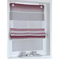 Kutti Heimtextilien Raffrollo Ösenrollo Modern Jamaica Querstreifen ca. 60 x 130 cm, aubergine