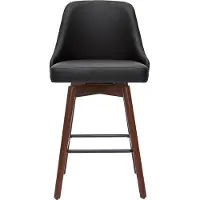 Miliboo - Design-Barhocker drehbar schwarz und dunkles Holz H65 cm (2er-Set) HASTA