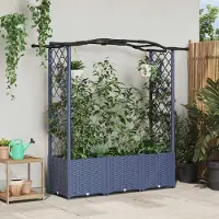 Prolenta Maison Exclusive - Hochbeet mit Rankgitter und Dach Grau 164 x 40 x 138 cm PP