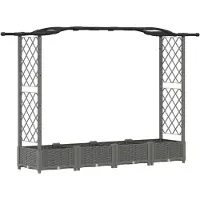 vidaXL Hochbeet mit Rankgitter und Dach Hellgrau 207 x 40 x 123 cm PP