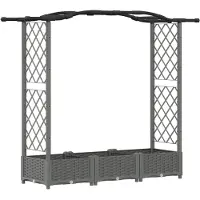 vidaXL Hochbeet mit Rankgitter und Dach Hellgrau 169 x 40 x 123 cm PP