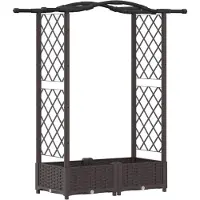 vidaXL Hochbeet mit Rankgitter und Dach Braun 124 x 40 x 123 cm PP