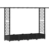 vidaXL Hochbeet mit Rankgitter und Dach Schwarz 203 x 40 x 121 cm PP