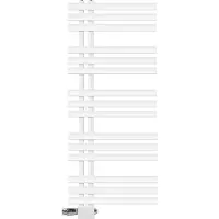 LuxeBath Design Badheizkörper, 500x1200 mm, Weiß, Anschlussgarnitur Thermostat Universal Eck- und Durchgangsform, ohne Heizstab