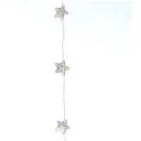 MARELIDA LED Drahtlichterkette Drahtsterne - 20 warmweiße LED - L: 1,90m - Timer - Batterie - weiß