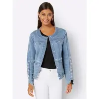 Création L Jeansblazer "Blazer", Damen, Gr. 38, blau (blau, bleached), 56% Baumwolle, 19% Polyester, 14% Lyocell, 10% Viskose, 1% Elasthan, Blazer Jeansblazer