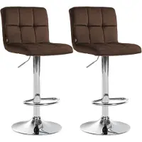 CLP 2er Set Barhocker Peru Samtbezug höhenverstellbar drehbar mit Rückenlehne braun Gestell Farbe chrom