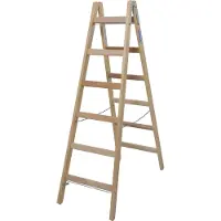 Krause Sprossen-Doppelleiter, Holz, 2 x 6 Sprossen