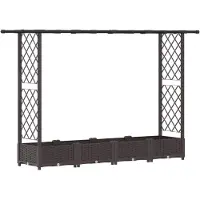 vidaXL Hochbeet mit Rankgitter und Dach Braun 203 x 40 x 121 cm PP