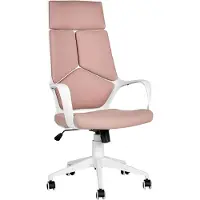 Beliani Bürostuhl Pfirsichrosa u. Weiß Stoffbezug Höhenverstellbar Drehbar mit Armlehnen Bremsbaren Rollen Modern Arbeitszimmer Drehstuhl Arbeitsstuhl