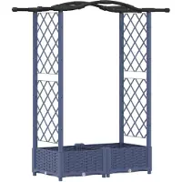 vidaXL Hochbeet mit Rankgitter und Dach Grau 124 x 40 x 123 cm PP