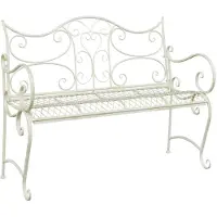 vidaXL Gartenbank 2-Sitzanzahl 114 x 56,5 x 90 cm Stahl Antik Weiß