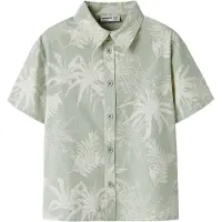 Name it Hemd - NkmHejon - Pale Aqua m. Palmen - - 9-10 Jahre (134-140) - Hemd/Bluse K/Ä