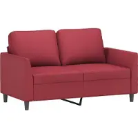vidaXL 3-tlg. Sofagarnitur mit Kissen Weinrot Kunstleder