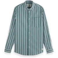 Scotch & Soda Regular Fit Dobby Stripe Shirt Pitch Green Pinstripe Größe: XXL | Business hemden Outlet | Herren | Grün