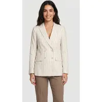 Brooks Brothers Pinstripe Linen Blend Double-breasted Blazer White Größe: L | Blazer Outlet | Damen | Weiß