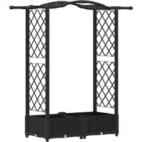 vidaXL Hochbeet mit Rankgitter und Dach Schwarz 124 x 40 x 123 cm PP
