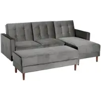 58 aufm Kessel FUNKTIONSSOFA mit Hocker Katunia Samtvelours grau
