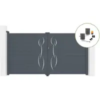 Casanoov Flügeltor Elektrisch Life 300x160cm Aluminium Grau & Drehtorantrieb Bunker B500