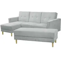 58 aufm Kessel FUNKTIONSSOFA mit Hocker Kattie Cordstoff silber