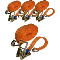 Baumarktplus 4x Profi Ratschen Spanngurt 2 Teilig 6m 2t 2000kg TÜV GS ORANGE