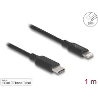 DeLOCK Slim Daten- und Ladekabel USB Type-C zu Lightning für iPhone, iPad, iPod schwarz 1 m MFi, 1 m, Lightning, USB C, Männlich, Männlich, Schwarz