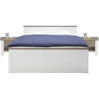 Pol-Power Bettgestell - 180 x 200 cm - Pinie weiß Nachbildung - Trüffel Nachbildung - mit 2 Nachttischen