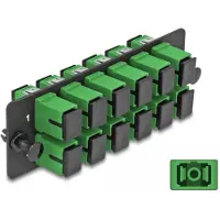 DeLOCK LWL Adapter Panel SC Simplex APC 12 Port grün, SC/SC, Schwarz, Grün, Einzelmodus, Metall, Kunststoff, 35 mm, 109 mm