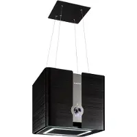 Klarstein Futurelight Smart Dunstabzugshaube freihängend - Abzugshaube Umluft mit 420m³/h Abluftleistung, Inselhaube Umluft mit LED-Beleuchtung, Edelstahl, schwarz
