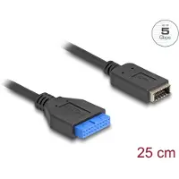 DeLOCK USB 5 Gbps Kabel Pfostenbuchse zu intern USB Typ-E Key A Buchse 25 cm, 0,25 m, 3.2 Gen 1 (3.1 Gen 1), USB 3.1 Gen 1 (19-pin), USB Type-E, Weiblich, Weiblich