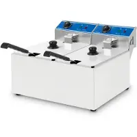 VERTES Friteuse Fritteuse Fritöse Edelstahl 2x 8L (2x 2,8KW, 230V, Kaltzonenprinzip, Temperatur Stufenlos Regulierbar 60-200°C, 2 Frittierkörbe)