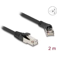 DeLOCK RJ45 Netzwerkkabel Cat.8.1 S/FTP Stecker 45° nach rechts gewinkelt zu Stecker gerade bis 40 Gbps 2 m schwarz, 2 m, Cat8.1, S/FTP (S-STP), RJ-45, RJ-45, Schwarz