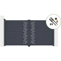 Casanoov Flügeltor Elektrisch Arlberg 300x160cm Aluminium Grau & Drehtorantrieb Tanker B700
