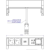 Bachmann Desk2 2Xute 1Xusb A&C 22W 1Xcm 0,2M Gst18 Inox