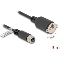 DeLOCK M12 Kabel A-kodiert 8 Pin Buchse zu RJ45 Buchse zum Einbau Cat.5e FTP 3 m schwarz, 3 m, Cat5e, F/UTP (FTP), M12, RJ-45, Schwarz