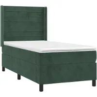 Syfax Boxspringbett mit Matratze Dunkelgrün 100x200 cm Samt