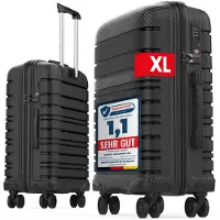 GENTOR Reisekoffer Hartschalenkoffer XL Groß – Koffer Trolley Rollkoffer mit 4 Rollen & TSA-Schloss, Schwarz, 74 x 49 x 29 cm, stabil & leicht