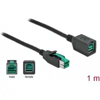 DeLOCK PoweredUSB Verlängerungskabel 12 V 1 m, 1 m, Schwarz