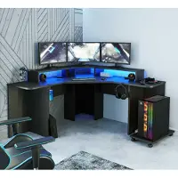 Forte Eck Computertisch TEZAUR 222B Gaming Tisch LED Beleuchtung von